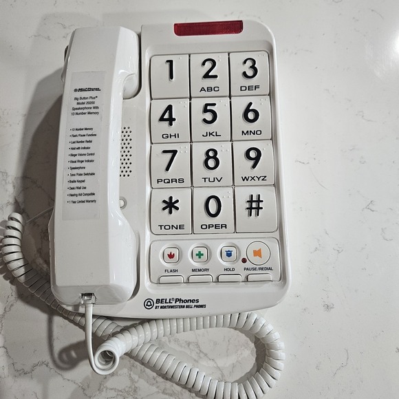 Bell Phones Other - Bell Phones Big Button Plus+ 20200 Corded Speakerphone HAC Desk/Wall White